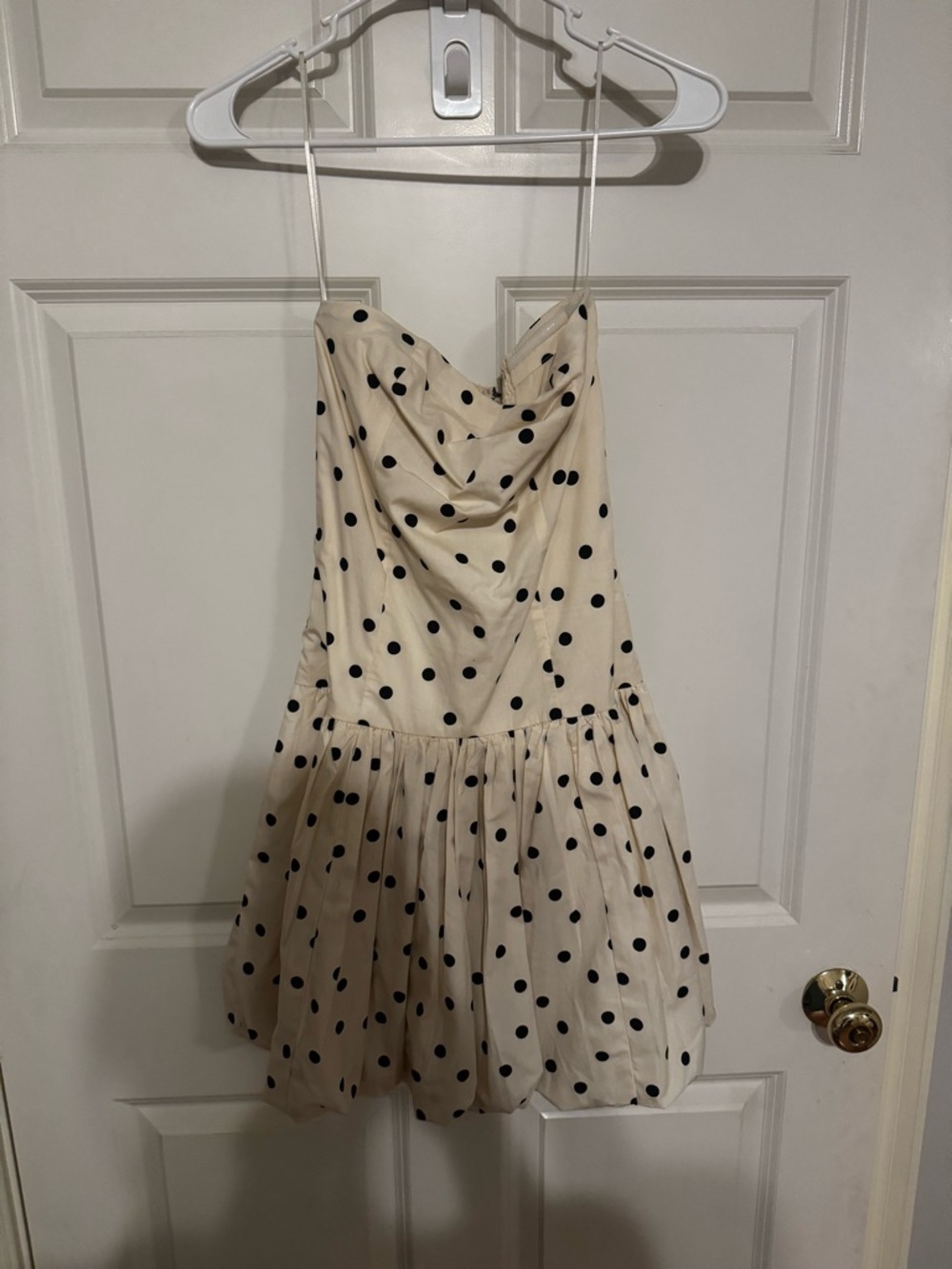 Abercrombie & Fitch Cream Strapless Polka Dot Mini Dress